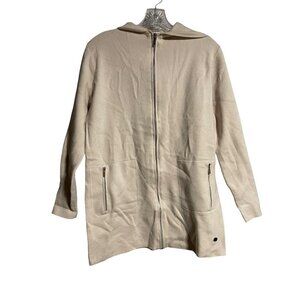 Milano Active Winter White Long Zip Hoodie Jacket Womens XS Light Beige